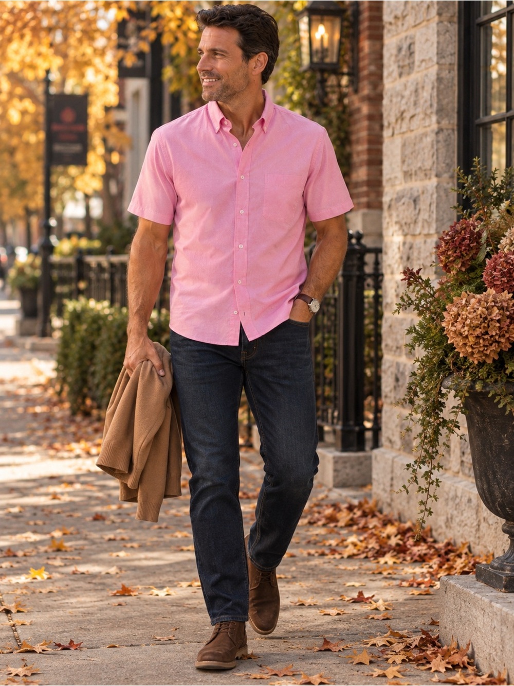 Daniel Cremieux Men’s L Pink Performance Stretch Short Sleeve Golf Shirt